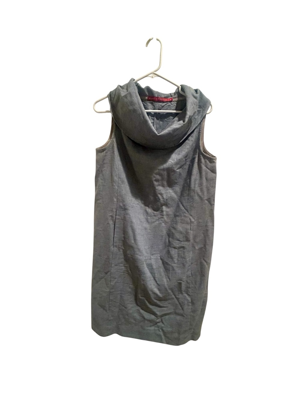 Sleeveless Gray Cowl Neck Dress by LA Designer, Ryan Roberts
